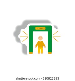 stylish icon in paper sticker style people scanner