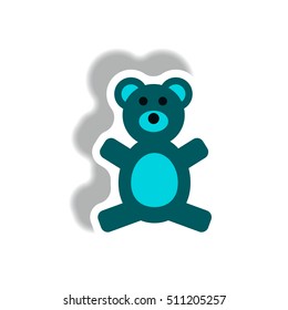 stylish icon in paper sticker style toy bear