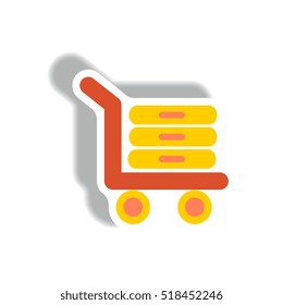 stylish icon in paper sticker style Luggage shipping