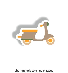 stylish icon in paper sticker style retro motorbike