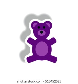 stylish icon in paper sticker style toy bear