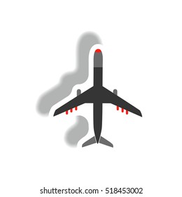 stylish icon in paper sticker style travel airplane