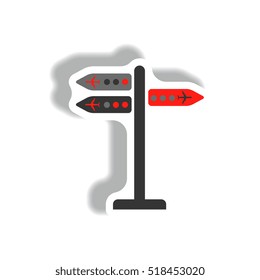 stylish icon in paper sticker style airport signage