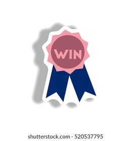 stylish icon in paper sticker style medal winner