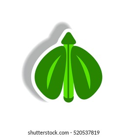 stylish icon in paper sticker style flying beetle