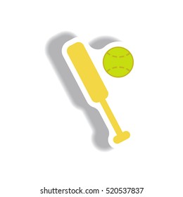 stylish icon in paper sticker style ball baseball bat