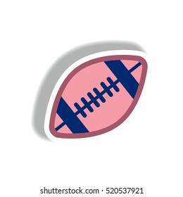 stylish icon in paper sticker style rugby ball