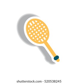 stylish icon in paper sticker style tennis racquet
