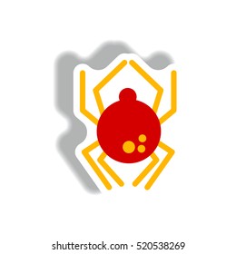 stylish icon in paper sticker style spider insect