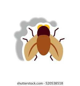 stylish icon in paper sticker style fly insect