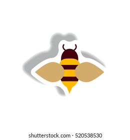 stylish icon in paper sticker style Honey bee