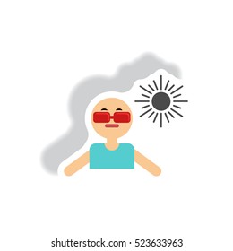 stylish icon in paper sticker style man in sunglasses