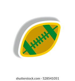 stylish icon in paper sticker style rugby ball