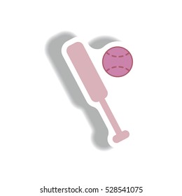 stylish icon in paper sticker style ball baseball bat