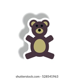 stylish icon in paper sticker style toy bear