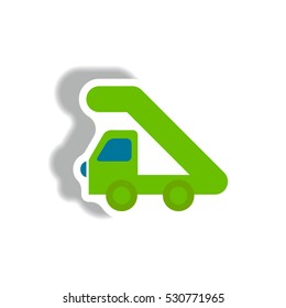 stylish icon in paper sticker style plane stairs