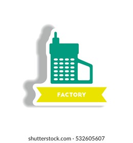 stylish icon in paper sticker style building factory