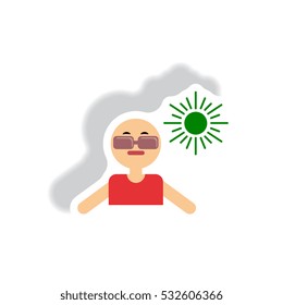 stylish icon in paper sticker style man in sunglasses