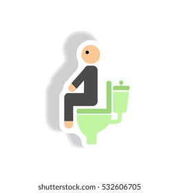 stylish icon in paper sticker style people diarrhea