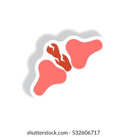 stylish icon in paper sticker style bone fracture, human body osteoporosis icon
