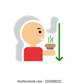 stylish icon in paper sticker style man drinking hot