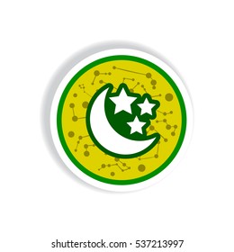 stylish icon in paper sticker style moon and stars