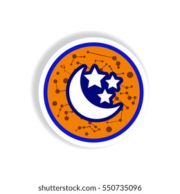 stylish icon in paper sticker style moon and stars