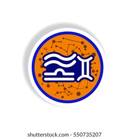 stylish icon in paper sticker style air sign zodiac