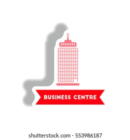 stylish icon in paper sticker style building business Centre