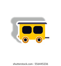stylish icon in paper sticker style trailer car
