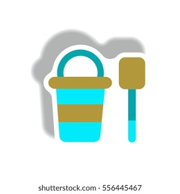 stylish icon in paper sticker style bucket shovel