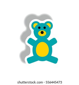 stylish icon in paper sticker style toy bear