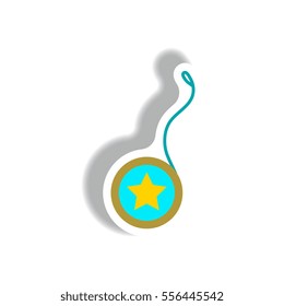 stylish icon in paper sticker style yo yo toy
