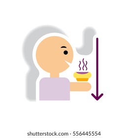 stylish icon in paper sticker style man drinking hot