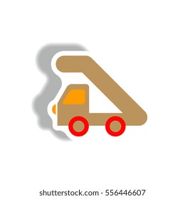 stylish icon in paper sticker style plane stairs