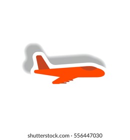 stylish icon in paper sticker style travel airplane