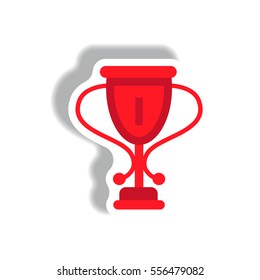stylish icon in paper sticker style cup winner