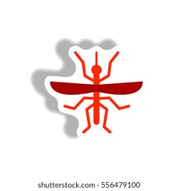 stylish icon in paper sticker style flying beetle