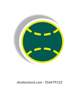 stylish icon in paper sticker style tennis ball