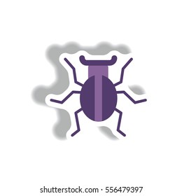 stylish icon in paper sticker style beetle insect