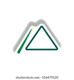 stylish icon in paper sticker style billiard cue and triangle