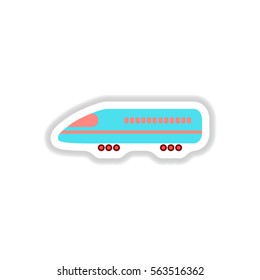 stylish icon in paper sticker style travel airplane