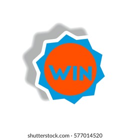 stylish icon in paper sticker style medal winner