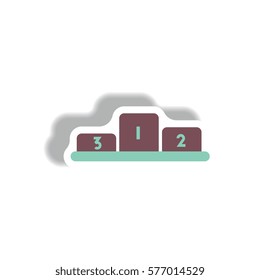 stylish icon in paper sticker style championship podium