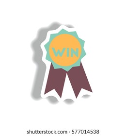 stylish icon in paper sticker style medal winner