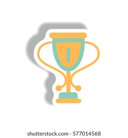 stylish icon in paper sticker style cup winner