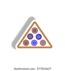 stylish icon in paper sticker style Billiard balls triangle