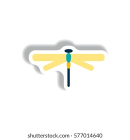 stylish icon in paper sticker style dragonfly insect