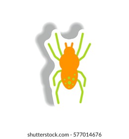stylish icon in paper sticker style spider insect