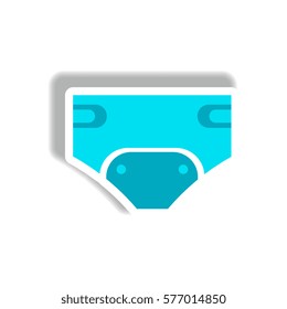 stylish icon in paper sticker style children diapers